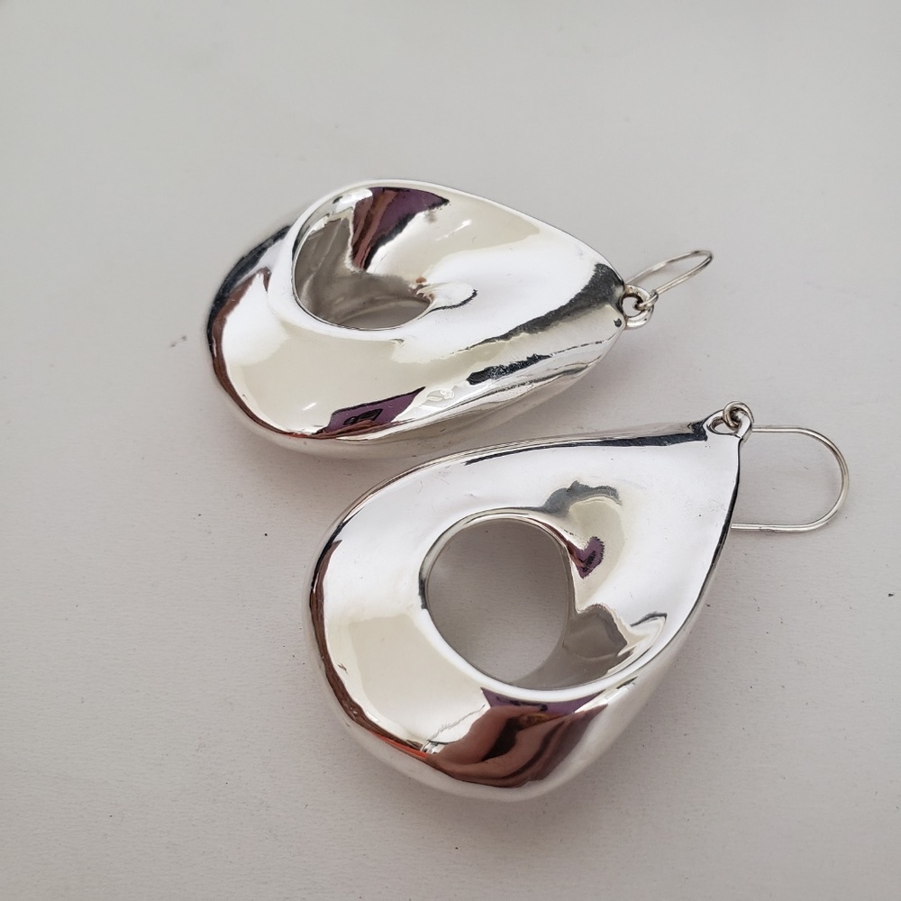 E&L Israel Sterling Silver Electroform Drop Earrings - Picture 5 of 7